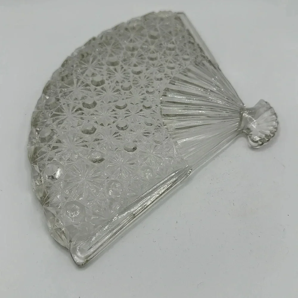 Vintage glass fan-shaped serving or trinket tray